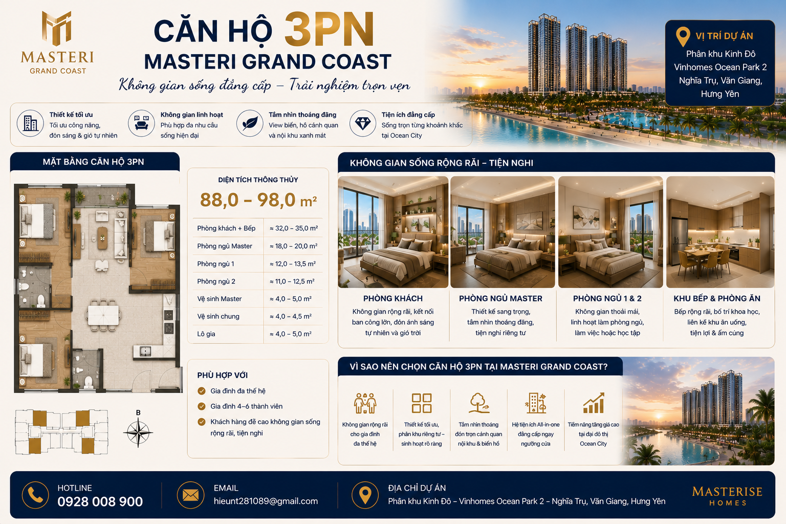 Căn hộ 3PN Masteri Grand Coast